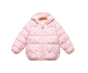 Baby Girls Winter Coats Padded Down Jacket Warm Lightweight Puffer Down Coat Quilted Puffy Windproof Outerwear For Kids Toddler Cute Printed Packable Short Coat With Pockets Age 5-6 Years