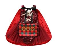 Baby Girls Witch Costume Halloween Cosplay Party Fancy Dress Up Toddlers Kids Mary Sanderson Costumes Infant My First Halloween Outfit Sequin Tulle Romper Cloak Set for Trick or Treat Dark Red 2-3Y