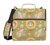 Baby Gnome Pattern 1.5 Inch 3 Ringing Zipper Binder Organizer with Strap Easy to Carry Zippered Portfolio for School and Office