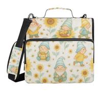 Baby Gnomes in Different Poses Pattern 1.5-Inch 3-Ringing Zip Up Binder with Strap Multi-Pocket School Binders Organizer for Middle Student