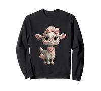 Baby Goat Kawaii Character Pink Leopard Glasses Full Body Sweatshirt