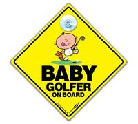Baby Golfer Car Sign with Suction Cup, 14cm, Golf Notice for Child in Vehicle