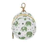 Baby Green Playful Elephants Newborned Boy Pacifier Storage Case Portable Coin Purse Wallet, Everything Storage pouching