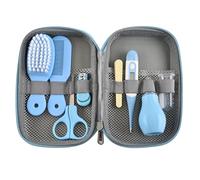 Baby Grooming Kit, Infant Safety Care Set with Hair Brush Nail Clipper Nose Cleaner Finger Toothbrush Scissor Nasal Aspirator Newborn Care for Boys Girls (Blue)