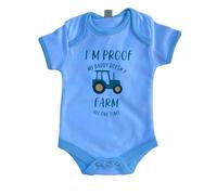 Baby Grow with 'I’m Proof My Daddy Doesn’t Farm All The Time' - Tractor Design (All White, Newborn)