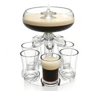 Baby Guinness Shot Glasses Set with 6 Glasses, Shot Glass Dispenser and Holder, Acrylic Touchless Pourer for Party Drinks, Home Bar & Gifts