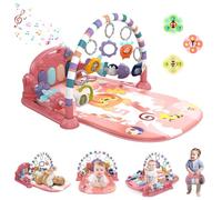 Baby Gym Play Mat, Baby Piano Mat Kick and Play Lights and Music Tummy Time Toys Infant Musical Activity Gym Mat for Visual, Hearing, Sensory, Motor Development Gift for Babies Newborn 0-3-6-12 Months