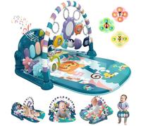 Baby Gym Play Mat, Baby Piano Mat Kick and Play Lights and Music Tummy Time Toys Infant Musical Activity Gym Mat for Visual, Hearing, Sensory, Motor Development Gift for Babies Newborn 0-3-6-12 Months