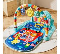 Baby Gyms Play Mats, Play Piano Gym Mat, Activity Mat for Tummy Time with 5 Infant Learning Sensory, Music and Lights for Newborns and Toddlers (Dark Blue)