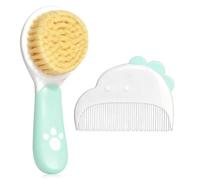 Baby Hair Brush and Comb Set, Soft Bristles Cradle Cap Brush for Newborns, Toddlers, Baby Registry Gift (Green)