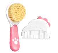 Baby Hair Brush and Comb Set, Soft Bristles Cradle Cap Brush for Newborns, Toddlers, Baby Wish List Gift (Rose Red)