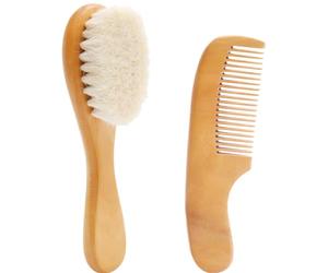 Baby Hair Brush Set Wood Soft Gentle Newborn Brush and Comb Shower