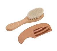 Baby Hair Comb Brush Set, Goat Hair Wooden Baby Brush for Scalp Massage Bath and Beard Grooming with Ergonomic Design