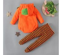 Baby Halloween Costume 6-9 Months Newborn Infant Baby Girls Boys Halloween Clothes Sets Long Sleeve Fleece Zipper Hooded Romper Jacket Tops Striped Pants Childs Girls Boys(E-Orange,18-24 Months)