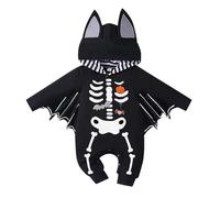 Baby Halloween Costume, Baby Bat Costume One-Piece Romper, Funny Bat Hoodie Outfits Set with Ear Hat as Newborn Halloween Costumes 6-9 Months 9-12 Months 12-18 Month