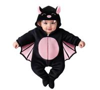 Baby Halloween Costume Bat Costume for Kids Long Sleeve Bat Baby Romper With Hat Pumpkin Print Newborn Clothes Halloween Outfit (A01-Black, 1-3 Months)