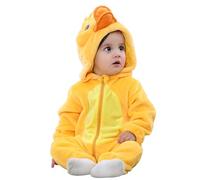 Baby Halloween Costume Cosy Newborn Animal Character Fancy Dress Flannel Hooded Bodysuit with Zip Up Long Sleeves Design for Infants 1-6 Years, Adorable Party Wear for Celebrations Light Yellow
