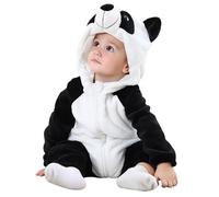 Baby Halloween Costume Cosy Newborn Animal Character Fancy Dress Flannel Hooded Bodysuit with Zip Up Long Sleeves Design for Infants 1-6 Years, Adorable Party Wear for Celebrations Black