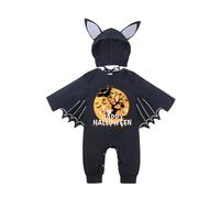 Baby Halloween Costume One-Piece Romper Funny Bat Hoodie Outfits Set with Ear Hat as Newborn Toddler Halloween Costumes Boys 0-24 Months Outfits Long Sleeve Jumpsuit