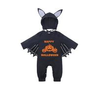 Baby Halloween Costume One-Piece Romper Funny Bat Hoodie Outfits Set with Ear Hat as Newborn Toddler Halloween Costumes Boys 0-24 Months Outfits Long Sleeve Jumpsuit
