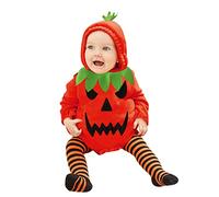 Baby Halloween Costume Unisex Pumpkin Jumpsuit & Hat Set Cosy Fleece Lined Winter Outfit for Newborns & Infants Cute 2-Piece Halloween Costume for Boys & Girls (Orange-j, 12-18 Months)