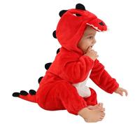 Baby Halloween Fleece Dinosaur Jumpsuit Newborn Boys Girls Cute Animals Bodysuit Zip Up Long Sleeve Hooded Sleepsuits Fall Winter Thick Warm Outfit (Red-c, 0-6 Months)