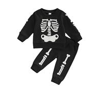 Baby Halloween Outfit Toddler Girls Boys Skeleton Long Sleeve Pullover Sweatshirt Top Pants Set Fall Clothes Skeleton Print Pants Setfor Toddler (Black, 12-18 Months)