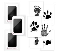 Baby Hand and Footprint Kit 3 Pcs, 3 Baby Inkless Print Pads 6 Imprint Cards Clean Touch Baby Handprint and Footprint Set Safe Non-Toxic Ink Pads for Baby Family Keepsake Pet Paw (Black)