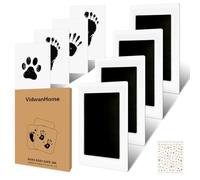 Baby Hand and Footprint Kit 4pc- Inkless Clean Touch Ink Pad for Keepsake Footprints, Paw Prints, Mess-Free Ink Pad for Newborns and Pets with 16 White Cards（Jet Black）