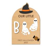 Baby Hand And Footprint Kit, Babies First Halloween Keepsake, Halloween Footprints Board, Baby Handprint Memory Ornaments, Personalized Halloweens Decorations, For Mom Dad Kids