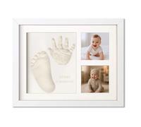 Baby Hand and Footprint Kit | Christening Gifts for Girls or Boys | Baby Shower Gifts for Mum | Customisable Foot & Hand Casting Kit | Nursery Decor | 4 Coloured Inserts | Photo Frame in White
