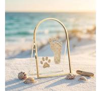 Baby Hand and Footprint Kit Floating Frame, Pet Paw Print Frame for Keepsake, Sea Sand Impression Nursery Picture Display, Double Sided Floating Glass Metal Set, Mom Gift for Kids Shower (S(4x6in))