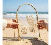 Baby Hand and Footprint Kit Floating Frame, Pet Paw Print Frame for Keepsake, Sea Sand Impression Nursery Picture Display, Double Sided Floating Glass Metal Set, Mom Gift for Kids Shower (M(5x7in))