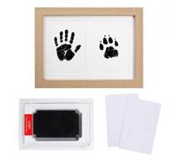 Baby Hand and Footprint Kit Inkless - with Wooden Keepsake Frame, 4 Print Sheets, Mess Free Safe Clean Touch Ink Pad for Newborn Baby, Dogs & Cats Paw Print