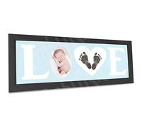 Baby Hand and Footprint Kit with Love Photo Picture Frame in Black - Blue, by BabyRice
