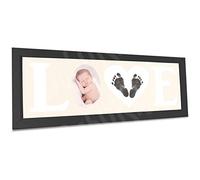Baby Hand and Footprint Kit with Love Photo Picture Frame in Black - Cream, by BabyRice