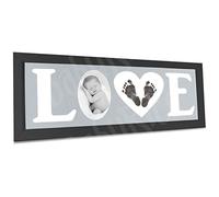 Baby Hand and Footprint Kit with Love Photo Picture Frame in Black - Light Grey, by BabyRice