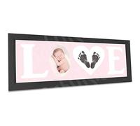 Baby Hand and Footprint Kit with Love Photo Picture Frame in Black - Pink, by BabyRice