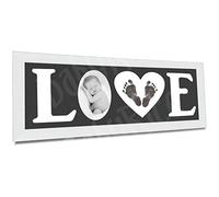 Baby Hand and Footprint Kit with Love Photo Picture Frame in Silver - Black, by BabyRice