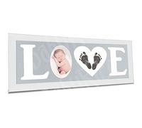Baby Hand and Footprint Kit with Love Photo Picture Frame in Silver - Light Grey, by BabyRice
