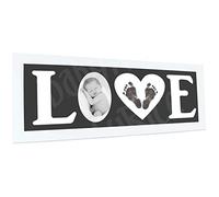 Baby Hand and Footprint Kit with Love Photo Picture Frame in White - Black, by BabyRice