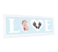Baby Hand and Footprint Kit with Love Photo Picture Frame in White - Blue, by BabyRice