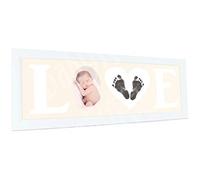 Baby Hand and Footprint Kit with Love Photo Picture Frame in White - Cream, by BabyRice