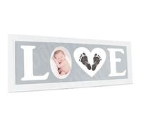 Baby Hand and Footprint Kit with Love Photo Picture Frame in White - Light Grey, by BabyRice