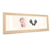 Baby Hand and Footprint Kit with Wooden Love Frame for Photo and Prints - Solid Oak Cream, by BabyRice
