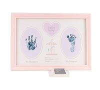 Baby Hand / Footprint Photo Frame Keepsake with Ink Pad - Pink Carousel