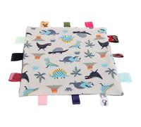 Baby Handkerchief Soft Knitted Cloth Cartoon Dinosaur Blue Tag