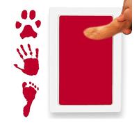 Baby Handprint and Footprin Kit Paw Print Kit for Dogs Cats Ink Pad for Newborn Prints Safe Non-Toxic for Feet and Hands 4.2 x 6 in 2 Inkless Print Pads 4 Imprint Cards Pet Paw Print Kit (Red)