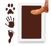 Baby Handprint and Footprin Kit Paw Print Kit for Dogs Cats Ink Pad for Newborn Prints Safe Non-Toxic for Feet and Hands 4.2 x 6 in 2 Inkless Print Pads 4 Imprint Cards Pet Paw Print Kit (Brown)