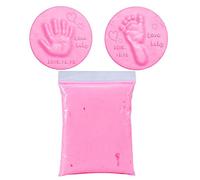 Baby Handprint Footprint Keepsake Kit, DIY Baby Care Hand Foot Ink Pad Handprint Fingerprint Soft Clay Fluffy Foam Accessories Children (Pink)